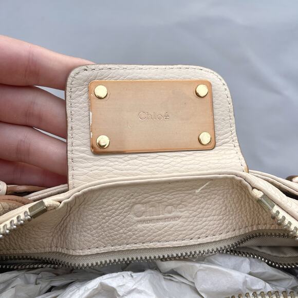 Chloe Chloé Paddington Leather Bag Medium In Ivory Leather Rose Gold Hardware - Picture 13 of 16